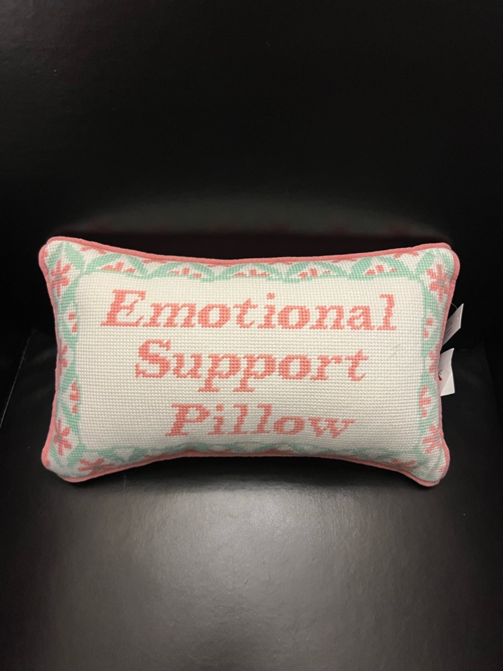 EMOTIONAL SUPPORT PILLOW Embroidered Needlepoint Pillow, NWT